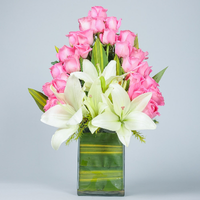 Roses And Lilies Arrangement