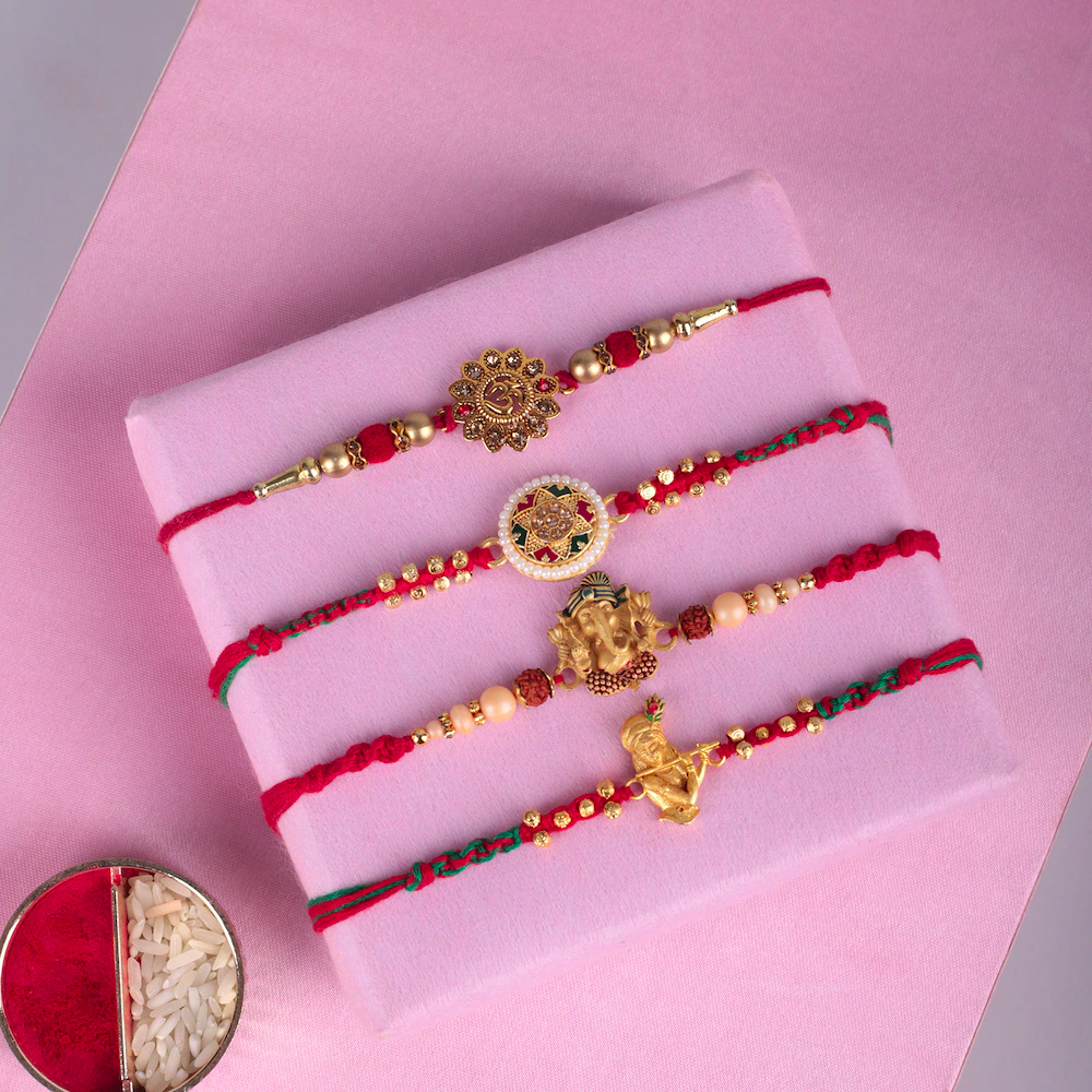  Set Of 4 Designer Divine Rakhi